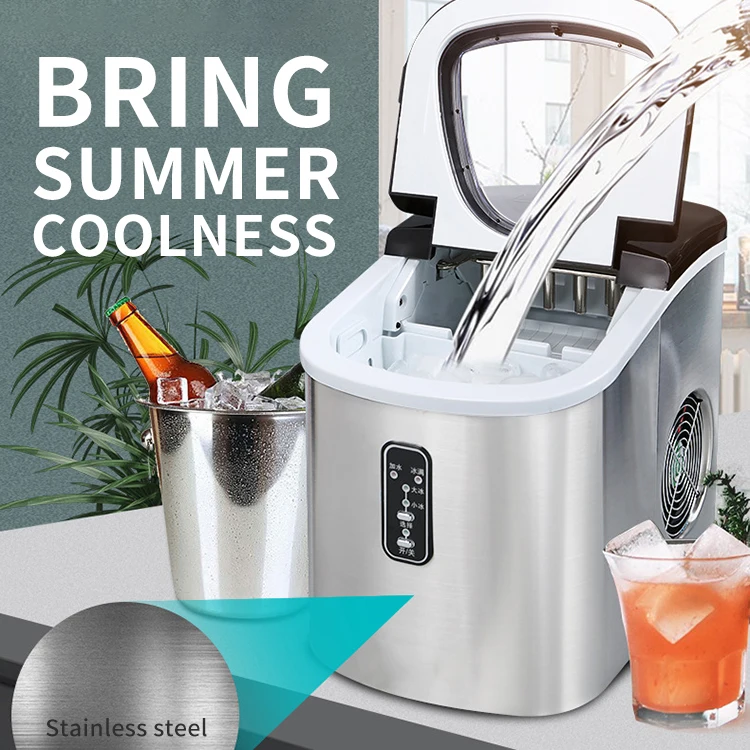 15kg Stainless Steel Portable Countertop household Ice Maker Machine