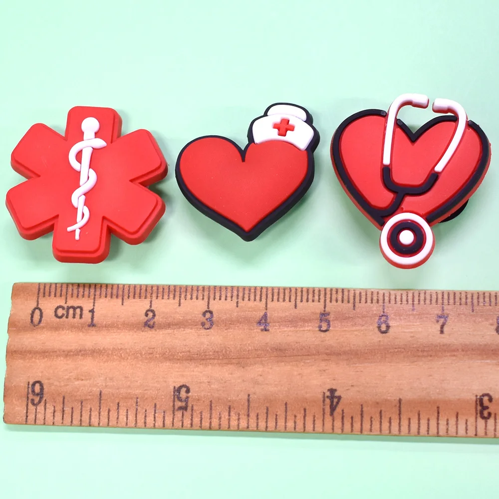 Hospital Pvc Rubber Medical Care Series Rubber Nurse Care Shoe Decorations Soft Shoe Charms Wholesale for Clog Shoe Decorations
