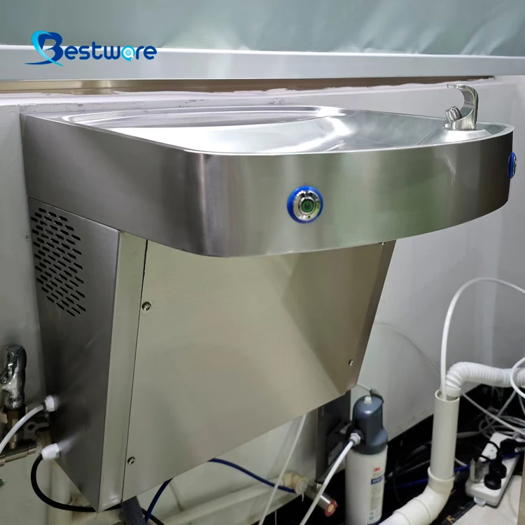 Stainless Steel Wall Mounted Cold Drinking Water Fountain Station for Public Faucets