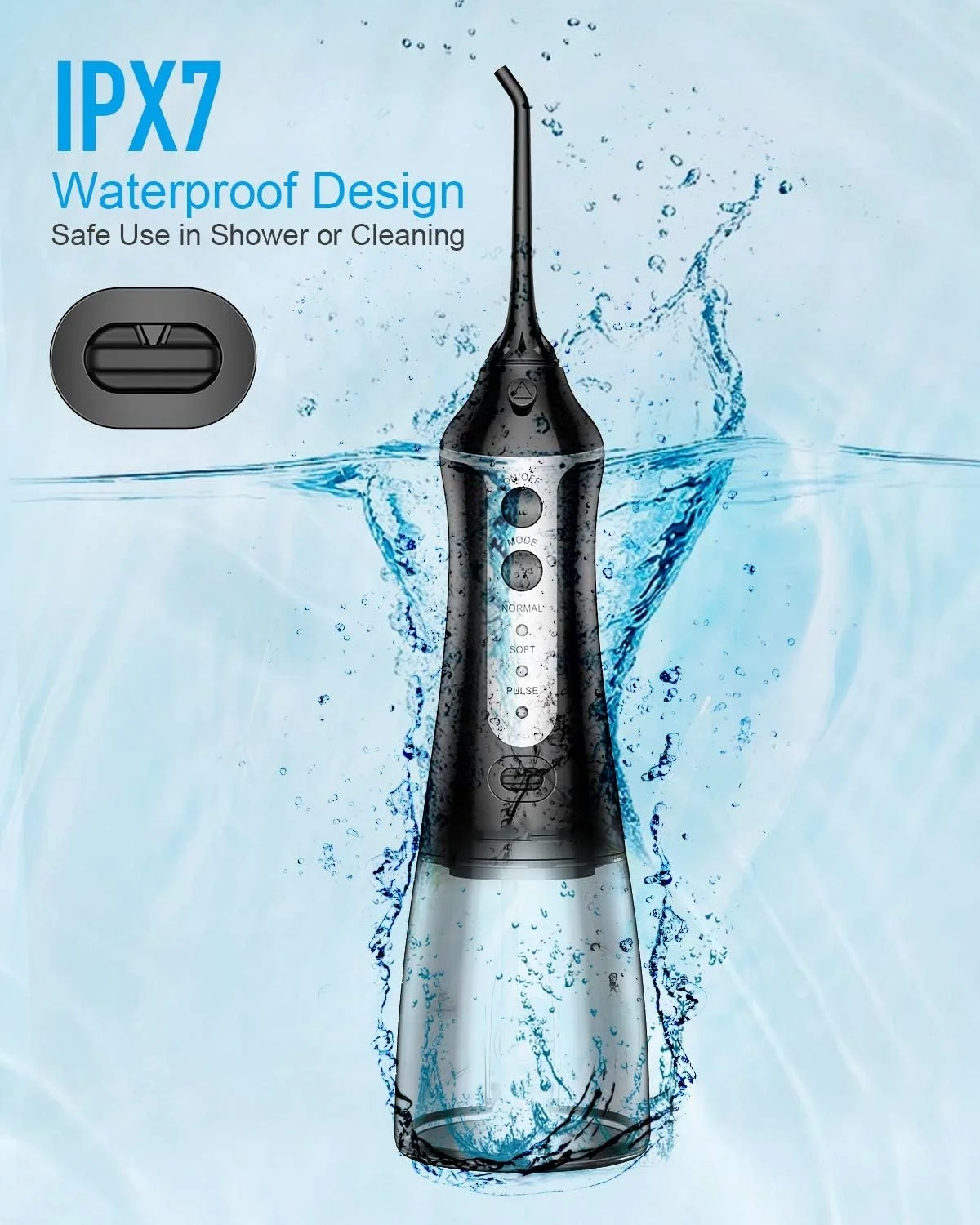 USB Rechargeable 300ML Portable Cordless Water Flosser IPX7 Waterproof Mini Dental Flosser 3-Mode Teeth Care Home Car Electric