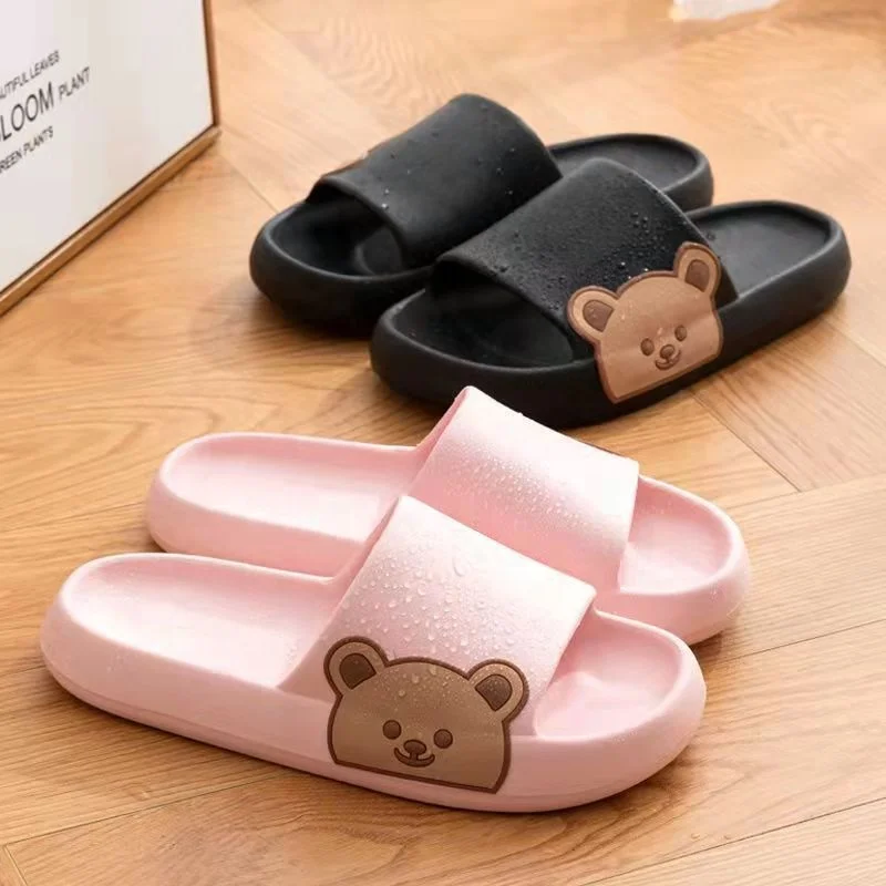 Summer woman and man  indoor outdoor thick sole animal bear  EVA slides slipper sandals