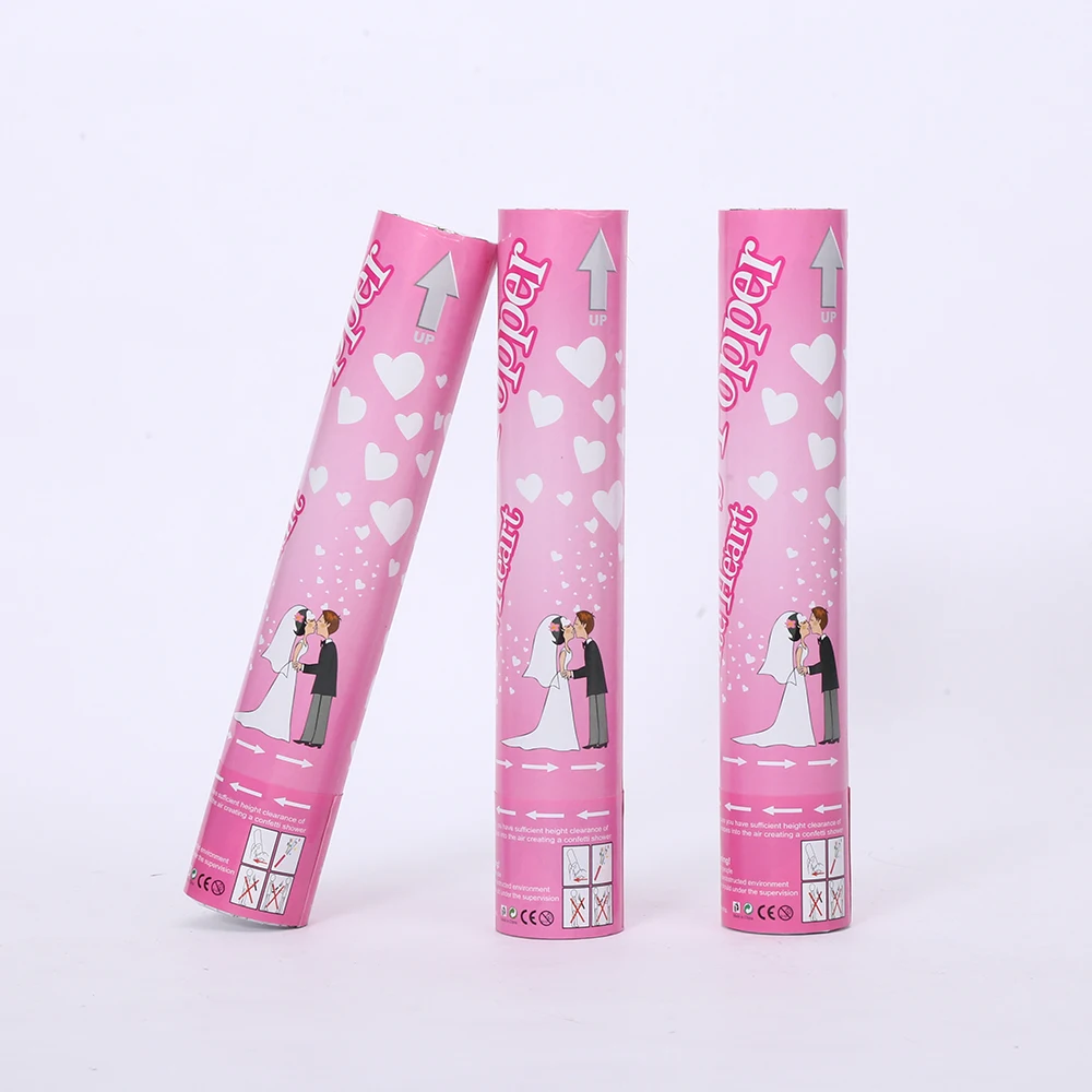 White heart Confetti Cannon  suitable for Wedding compressed air driven party poppers