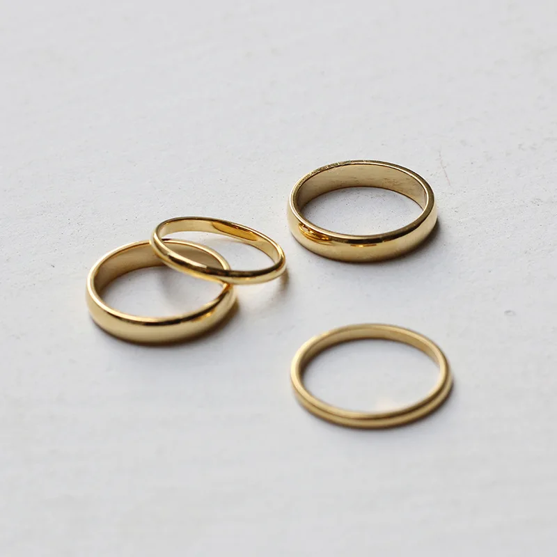 MICCI Wholesale Custom High Polished Minimalist Jewelry 2mm 4mm Titanium Stainless Steel Simple Blank Gold Thin Ring for Women