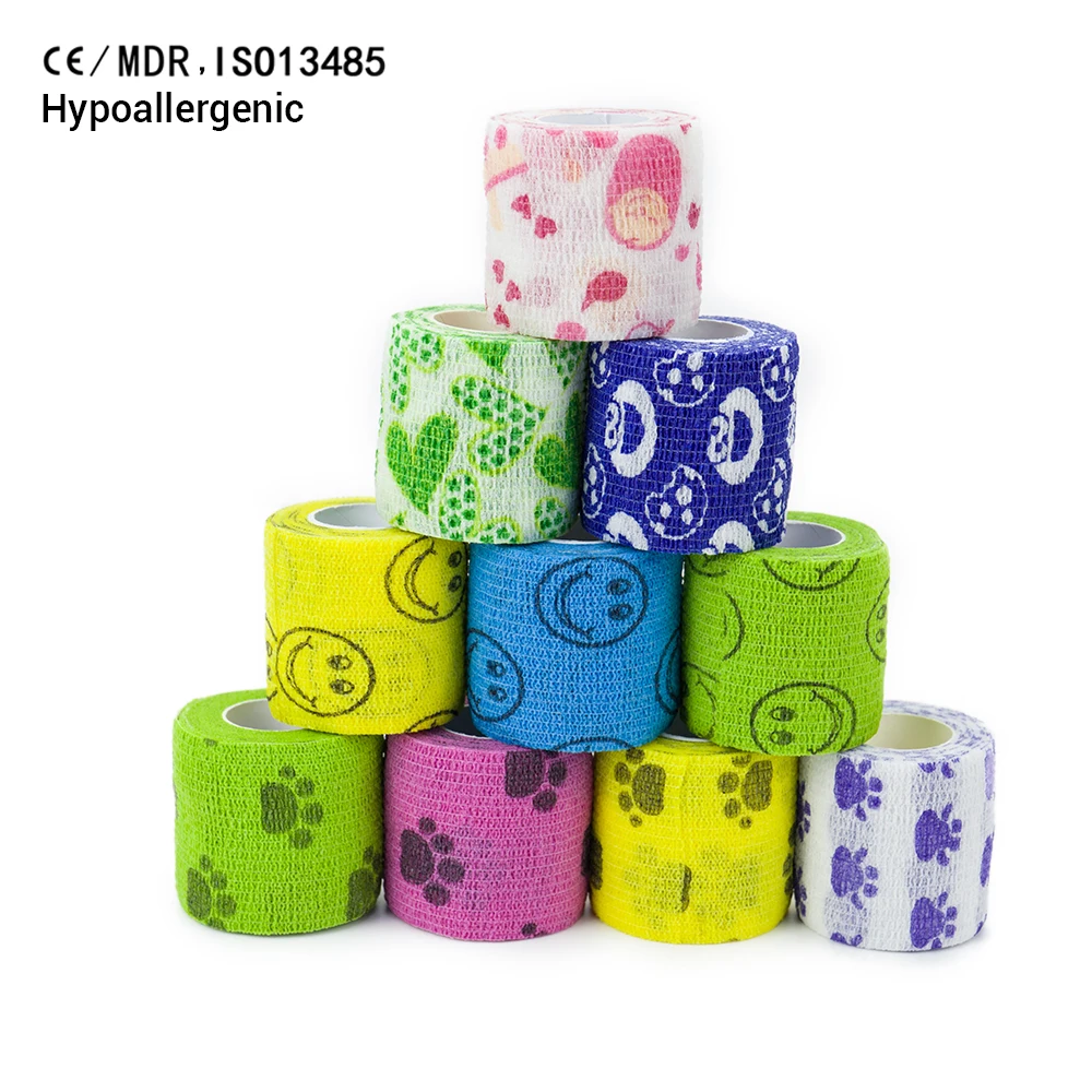 2024 China pet horse Self Adhesive Cohesive Bandage Blue 7.5cm Sport Support Wrap Roll Vet Wrap Roll medical Support Stretch tap