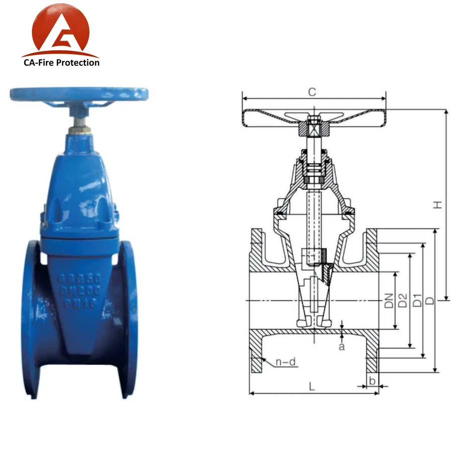 ca fire fighting 6 inch stem flange type gate valve