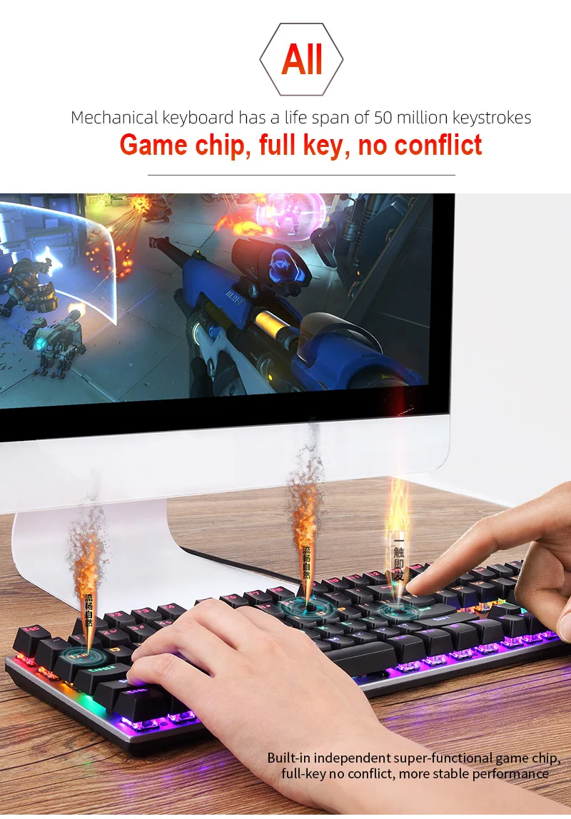 High Quality Popular Our Own Manufacturer In Stock Wired Game Keyboard Black Gaming Keyboard