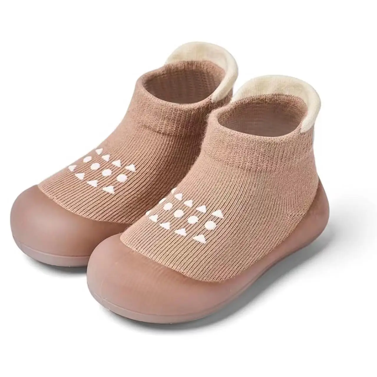 Spring Baby Indoor Rubber Sole Non-Slip Toddler Shoes Cute Knitted high top warm Baby Socks Shoes