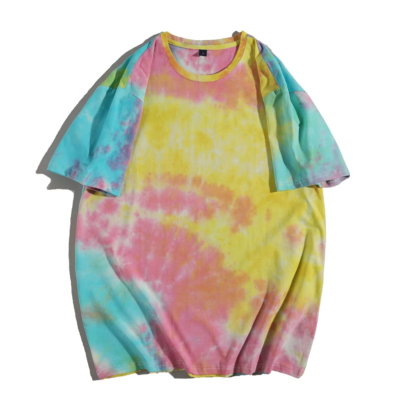 New Arrival Gradient Fashion O-neck Short Sleeve astronaut printing Tie-dye T-shirt For men