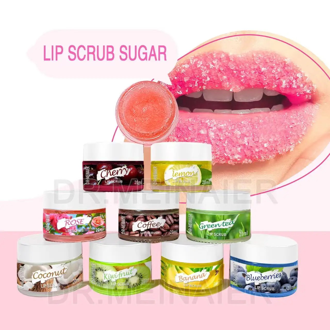 Private label  Vegan LIP Scrub  OEM Private Label Organic Vegan Exfoliating   Sugar Pink Lip Scrub