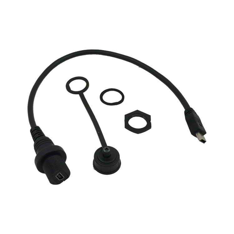 Waterproof Female to Male Mini USB Extension Panel Mount Cable