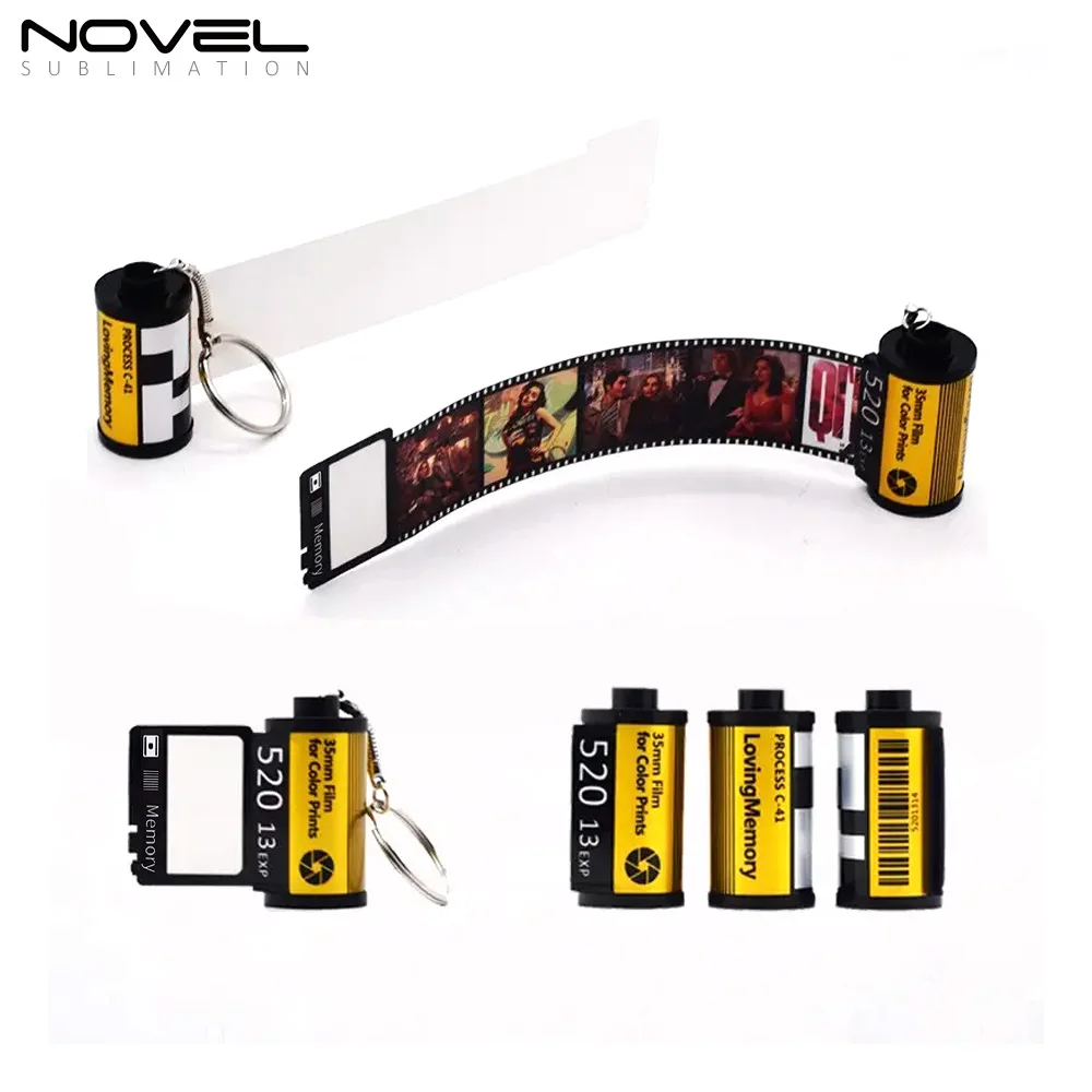 MultiPhoto Key Rings Vintage Custom Photo Personalized Keychains Picture Album Sublimation Blank Film Roll Keychain