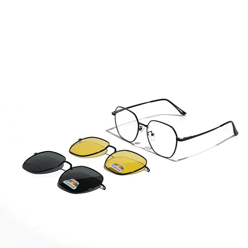 Высококачественные классические солнцезащитные очки 3-в-1 с металлическим магнитом мужские ночного видения поляризованные магнитные