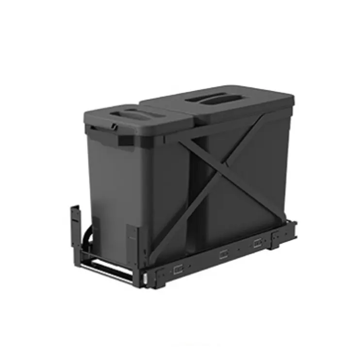 New Design Custom Sink Down Aluminium Frame Trash Can Easy Install Factory Plastic Waste Bin For Kitchen Use