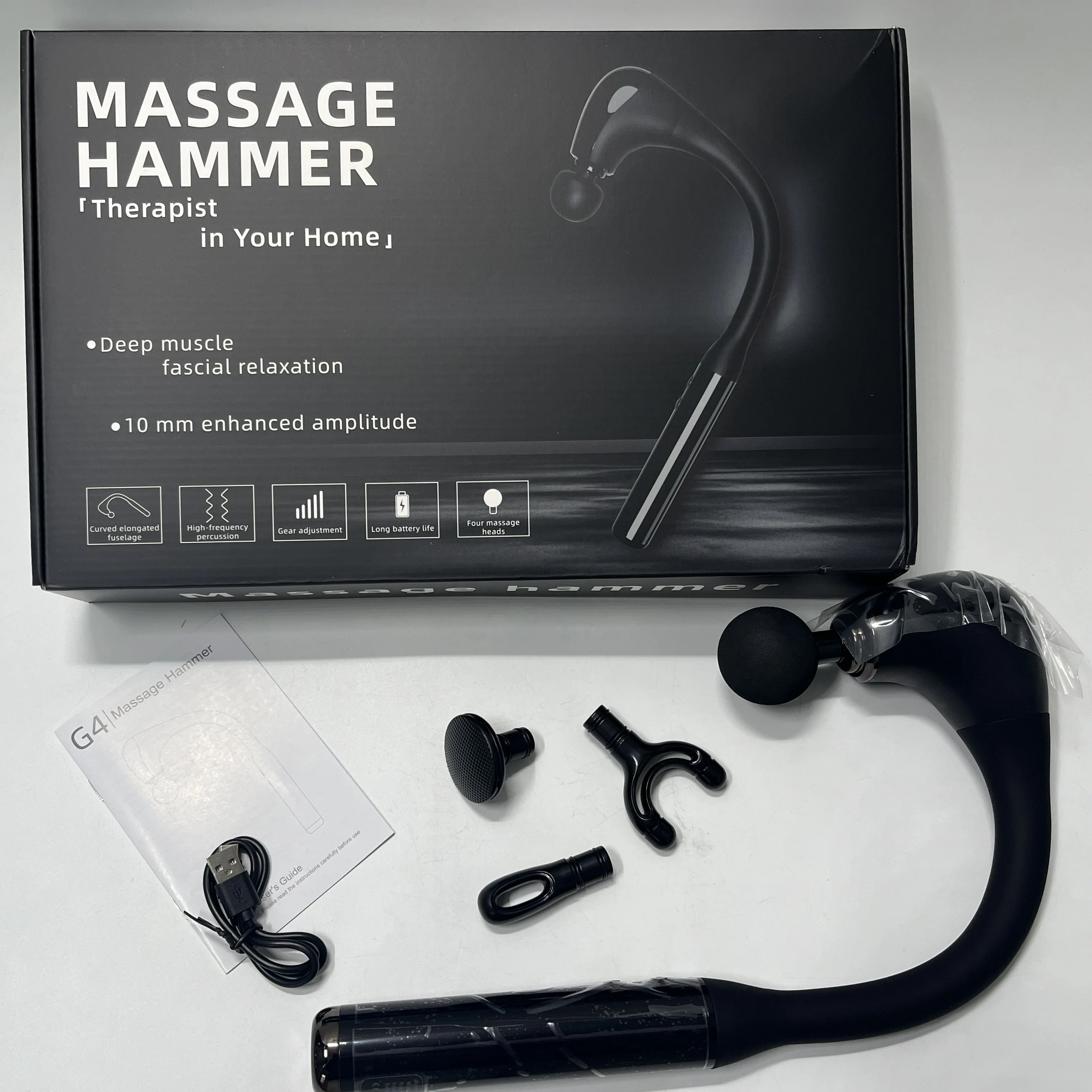 Multi-functional Wireless Handheld Massage Hammer Deep Tissue Massage Gun With Hold Ergonomic Design Curved Design