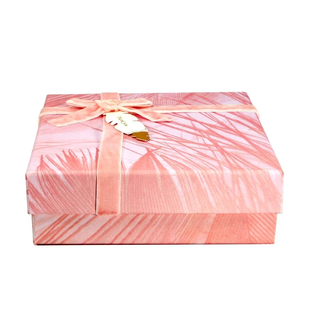 TROPICAL PINK GIFT BOX WITH FLANNELETTE RIBBON