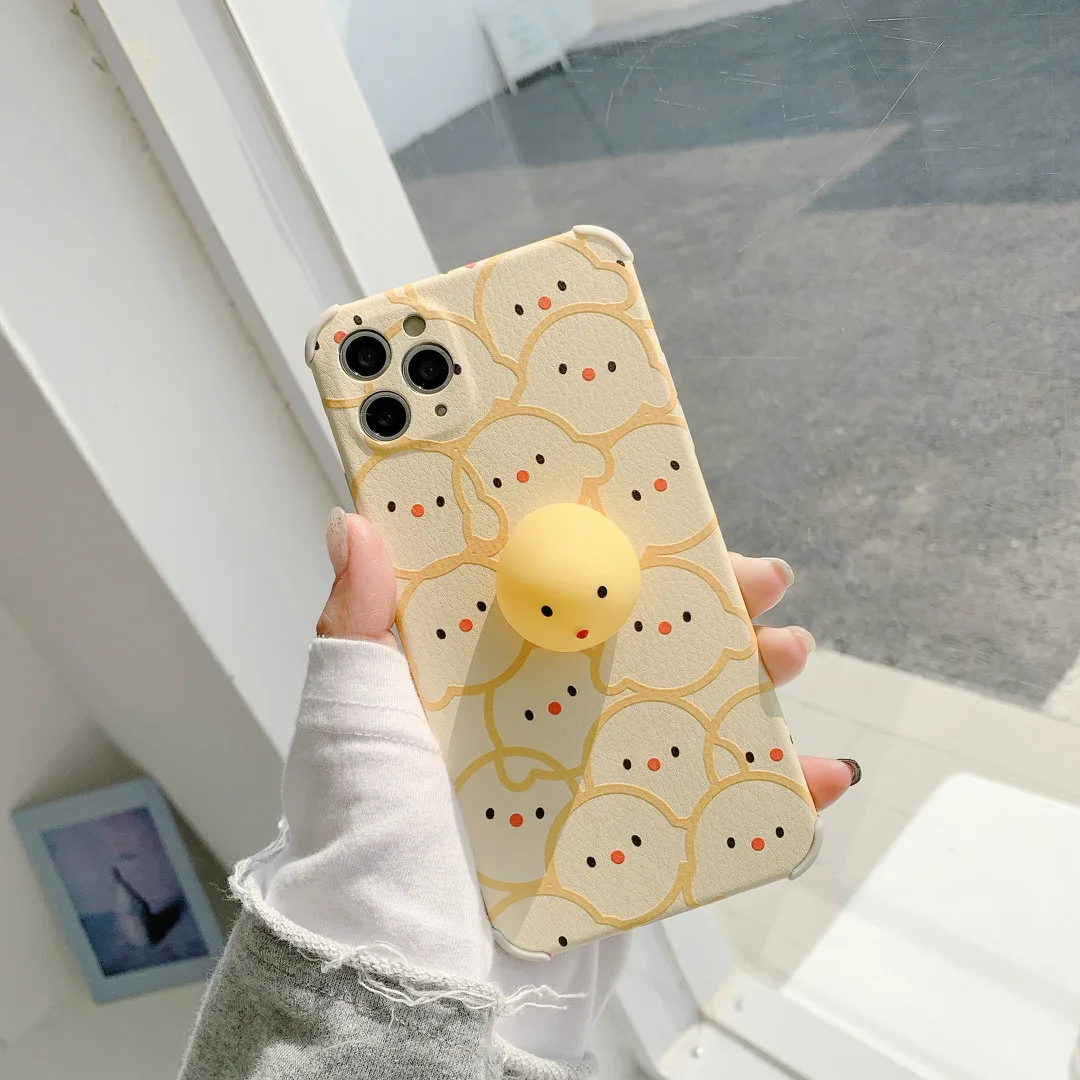 Lovely Squishy Toy 3D Cartoon Chicken Phone Case For iPhone 11 12 Pro Max X XR XS Max 7 8 Plus Mobile Phone Back Cover