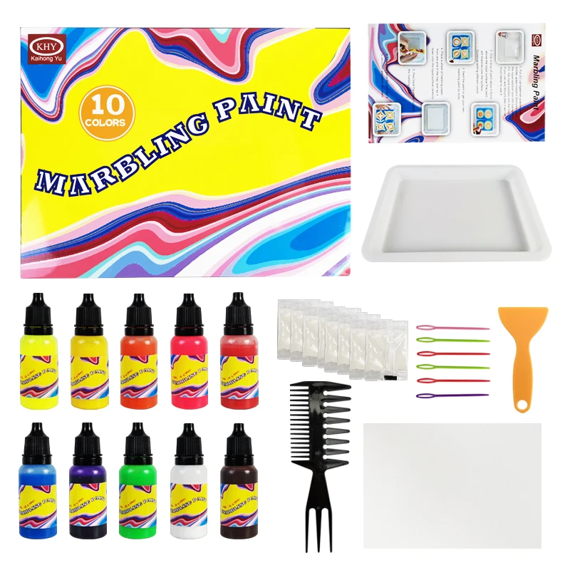 KHY Free Sample OEM Non-Toxic Watercolor For Kids Free Shipping Diy Supplies Marbeling Marbling Paint Kit Water Drawing Art Set