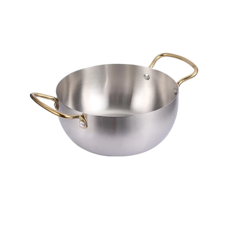 Korean Style Cooking Ramen Instant Noodle Cook Stainless Steel Pot with lid Cookware Soup Stock Pot