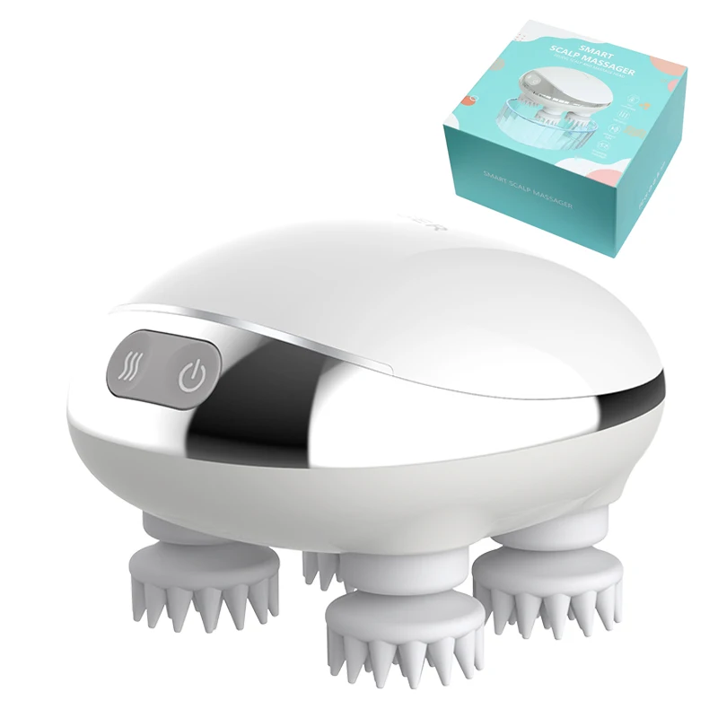 Electric Head Scalp Massager For Hair Growth Stress Relax,With 4 Massage Heads & 3 Speeds Cordless & Waterproof