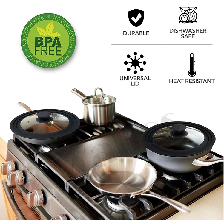 new multi size Universal silicone rubber rim soup pot lid cover with glass for pot and pans saucepan