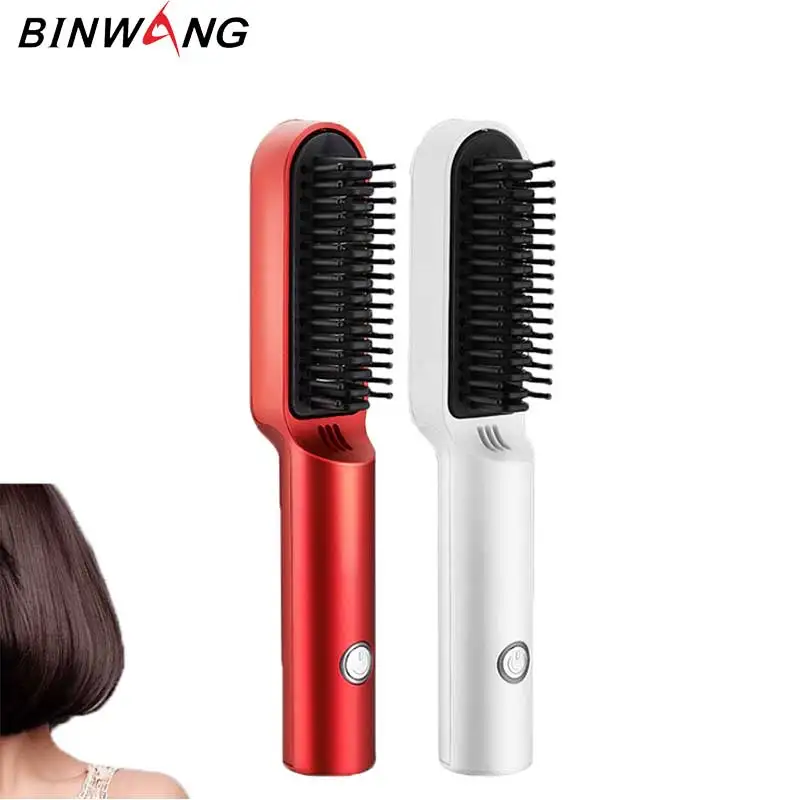 
Amazon hot selling beard straightener usb battery support electric hair brush for household use 