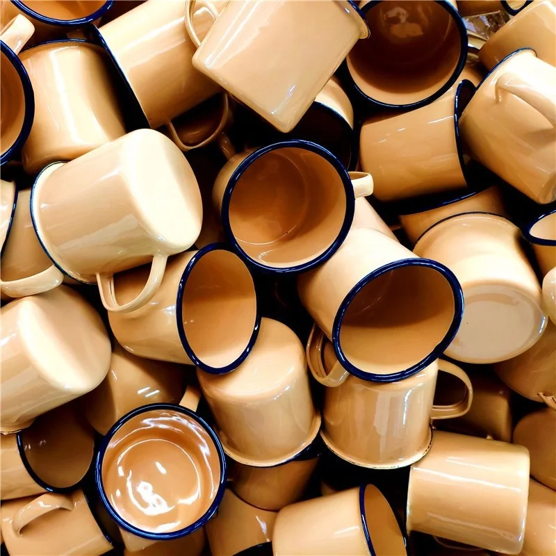 New Wholesale Sublimation Should Customize Logo Portable Outdoor Travel Camping Enamel Metal Coffee Mug Water Cup