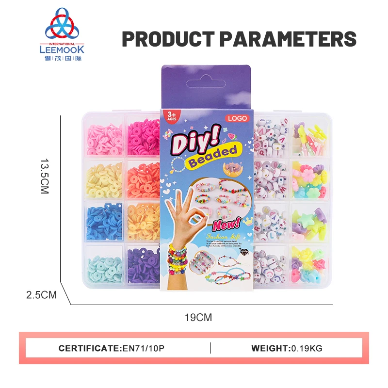 Leemook newest 24 grid Beads beaded Set For Jewelry Making Kids colorful DIY Acrylic Beads Toys Kit Box charm for jewelry making