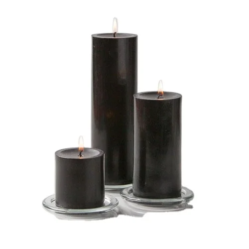 Non-toxic material  paraffin wax black pillar candle for home decoration and special events