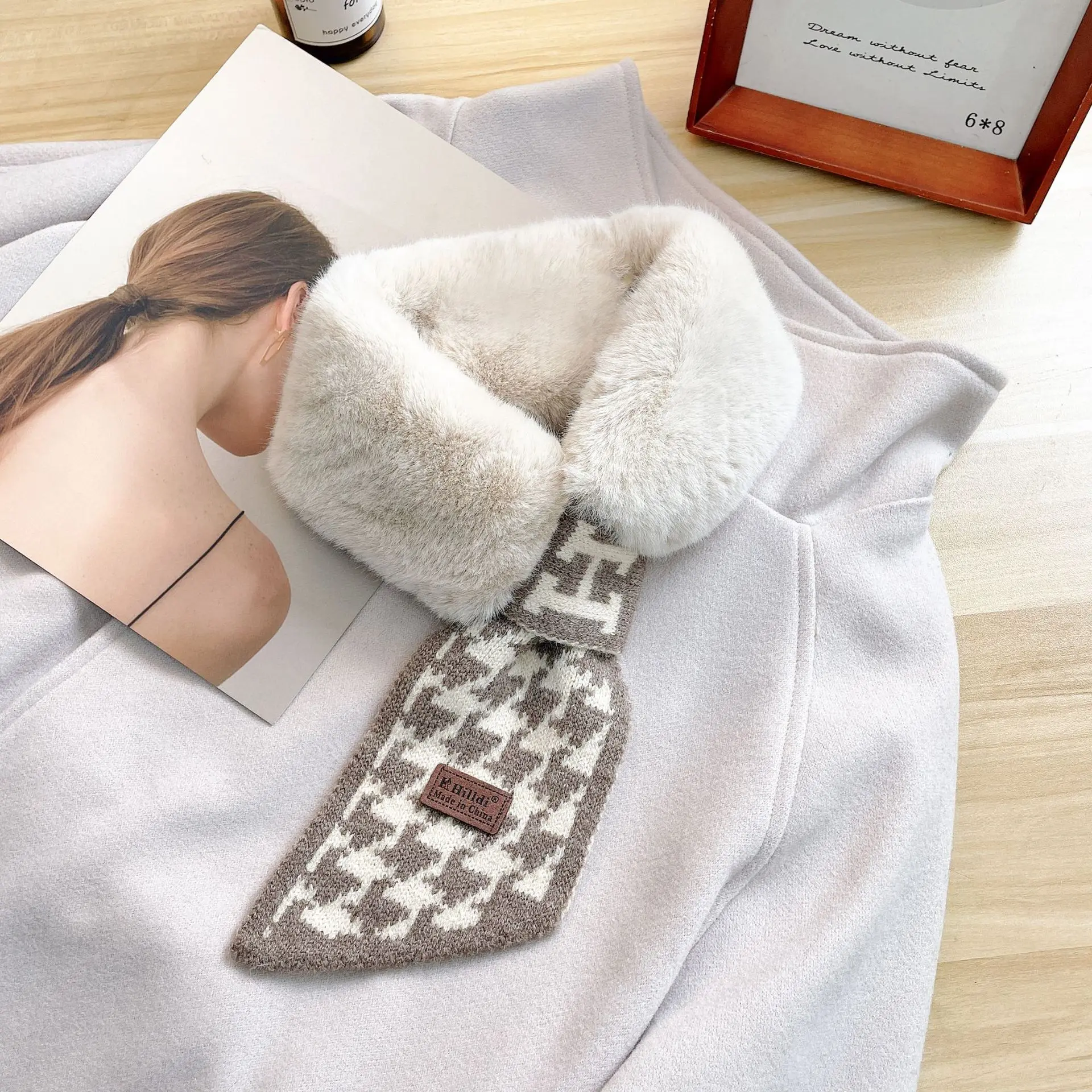 Новое поступление 2022, Модный женский зимний утолщенный плюшевый шарф с подогревом из искусственного кроличьего меха с модернизированным подогревом