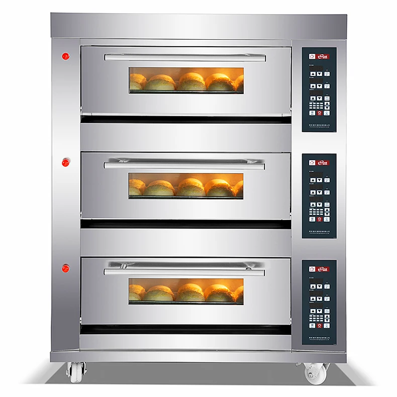Kitchen machine 3 Deck 6 Trays Commercial Deck Oven Bakery Machine Equipment Baking Oven Bread Cake Gas Oven GDO-36