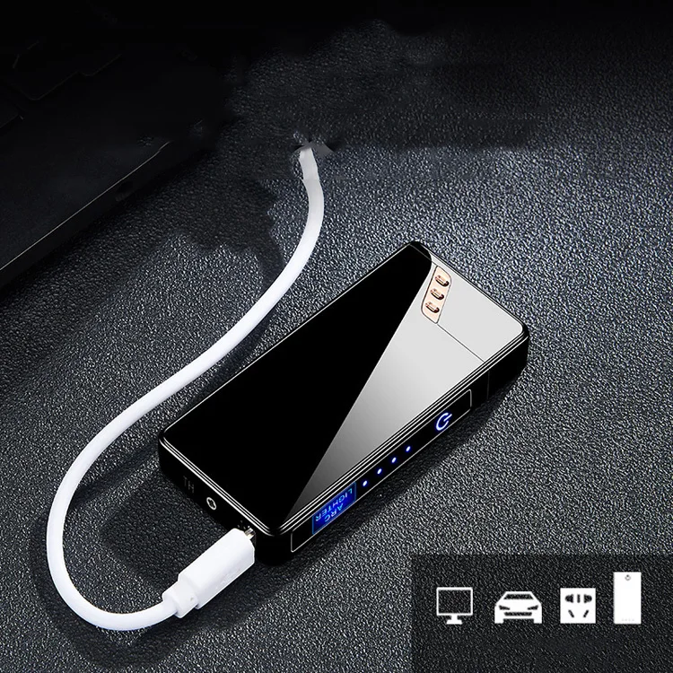 Touch Switch Electronic Lighter LED Windproof Rechargeable USB Double Arc Lighter