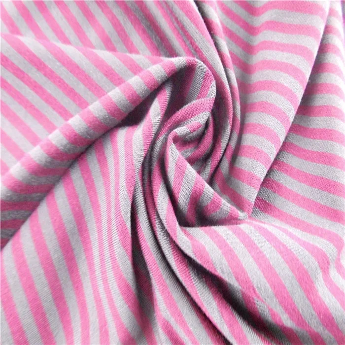Soft hand feel organic Bamboo jersey yarn dyed knit fabric 95%Bamboo 5%Spandex 210 GSM for clothes