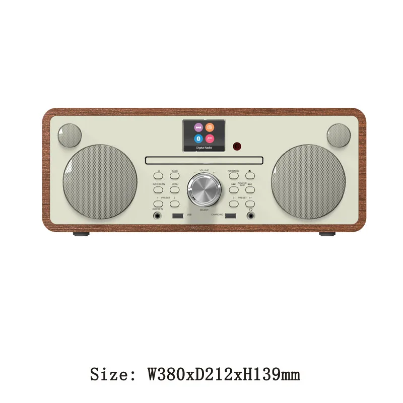 wood cd player 2.1CH DISPLAY DAB BT CD PLAYER  All-in-one home Music System fm cd radio