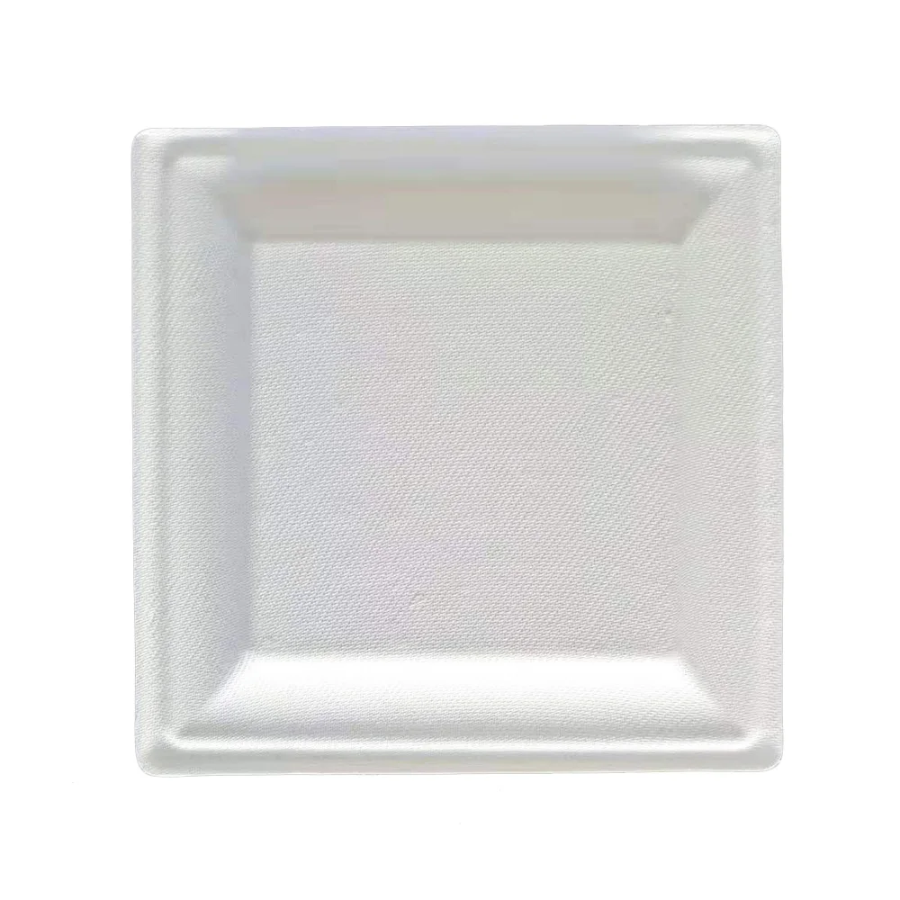 
Plant fiber 6 inches square eco friendly disposable plates moulded pulp party paper plate for outdoor picnic 
