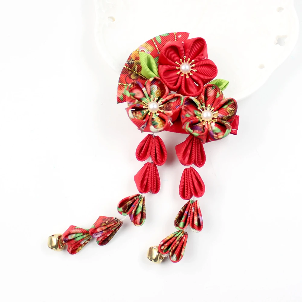 Womens Girls Japanese Kimono Flower Hair Clip Kanzashi Decor Hair Pin Hanfu Accessories