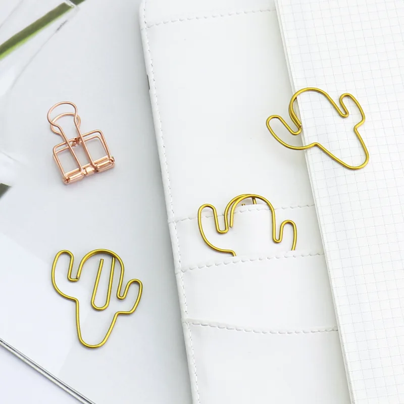 Imination gold cactus shape paper clip office & school use paperclip