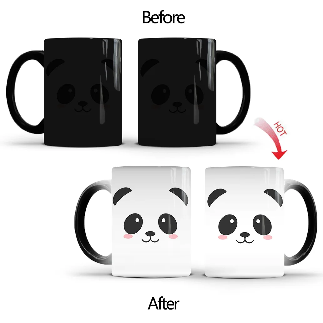 11oz Panda Color Change Mug ceramic thermal magic gradient coffee cup for gift