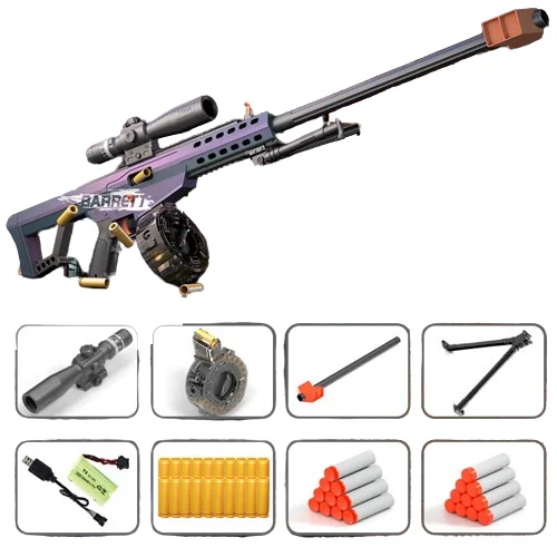 Oversized Barrett Sniper Rifle Electric Soft Bullet Cannon Boys Simulation Soft Bullet Sniper Toy Gun