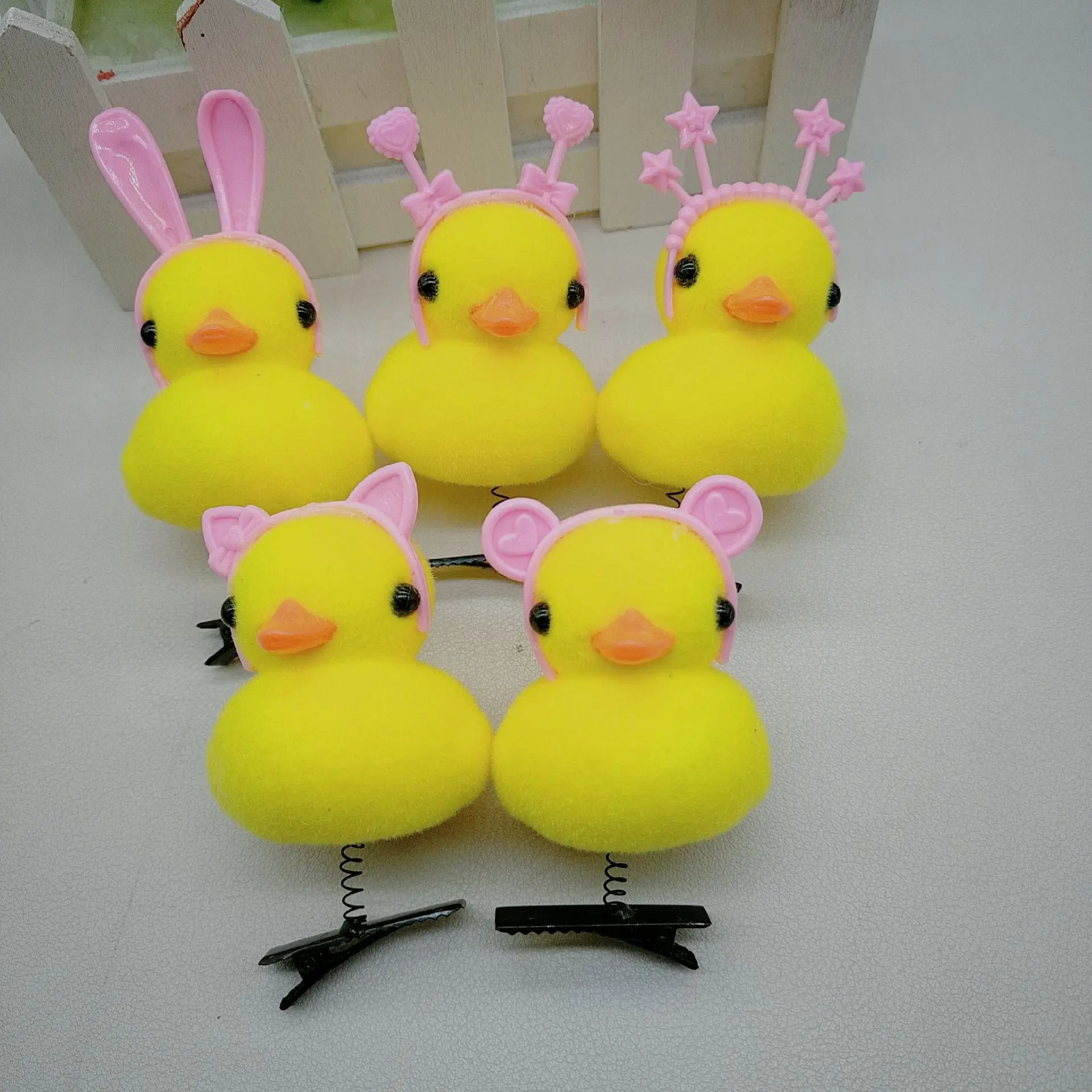 2024 Lovely Funny Hair Accessories Kawaii Yellow Duck Hair Clip With Headband Kids Girls Cute Plush Little Chick Spring Hairpin