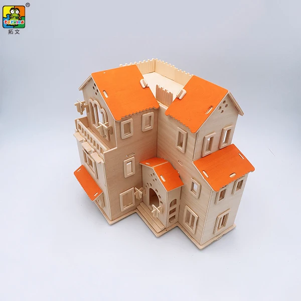 Handmade Wooden Doll House Villa Toy Creative Bedroom Doll House DIY Furniture Wood Toys Pretend Role Play DIY Educational Toy