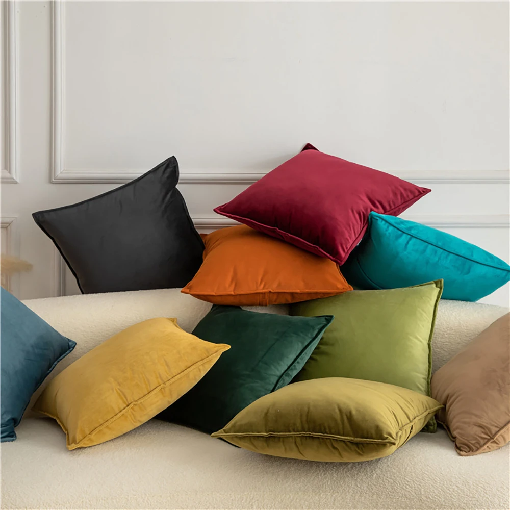 Custom size Velvet throw pillowcase for hotel All Seasons throw pillow Linen Pillowcase set cushion cover with Zip