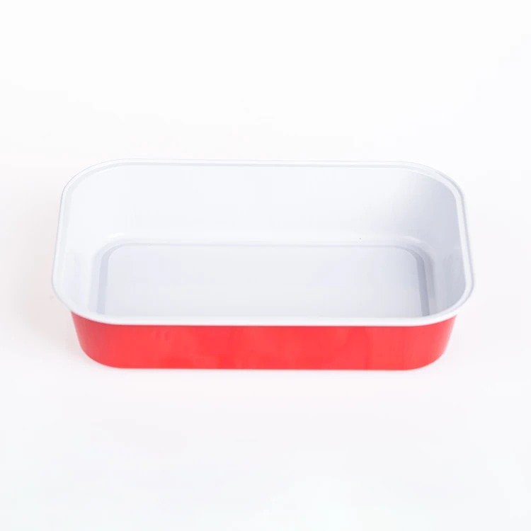Lightweight food grade red color disposable aluminum foil meal tray takeaway food packing pan 1000ml airline catering food box