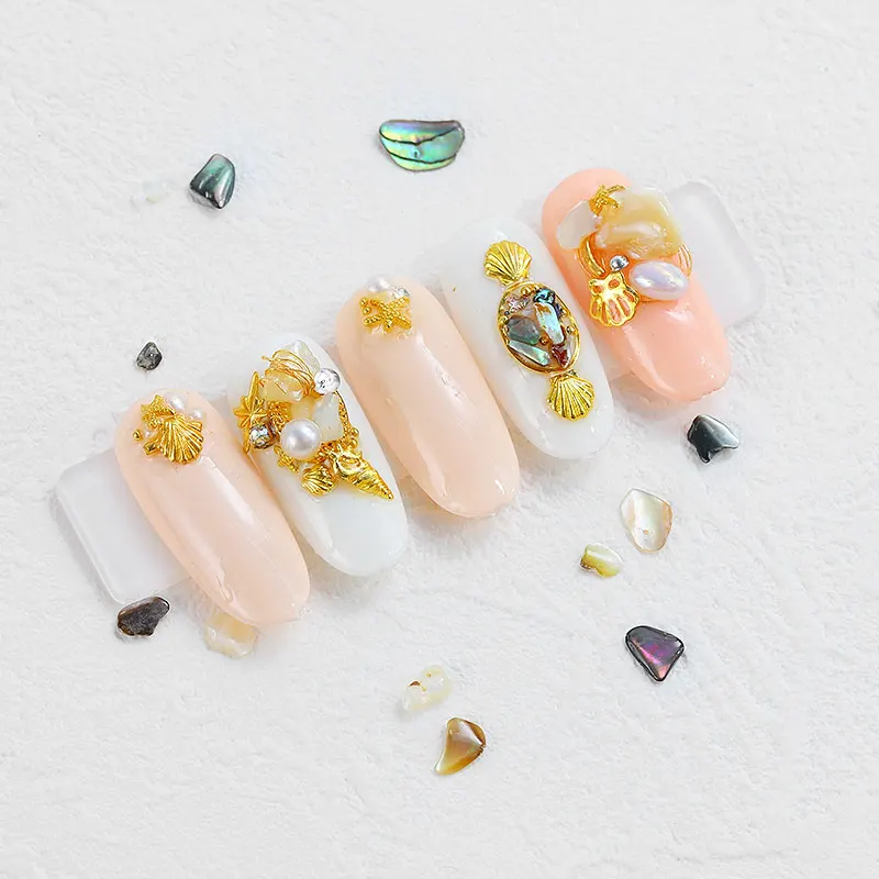 
Japanese beauty shiny pearl shell slice shaped 3d decals nail decoration thick shell nail decoration 