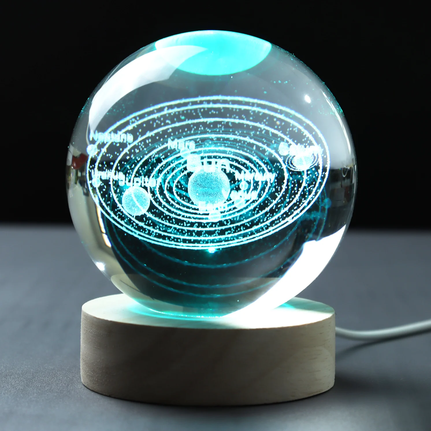 3d laser solar system  crystal ball lamp for kids night light lamp