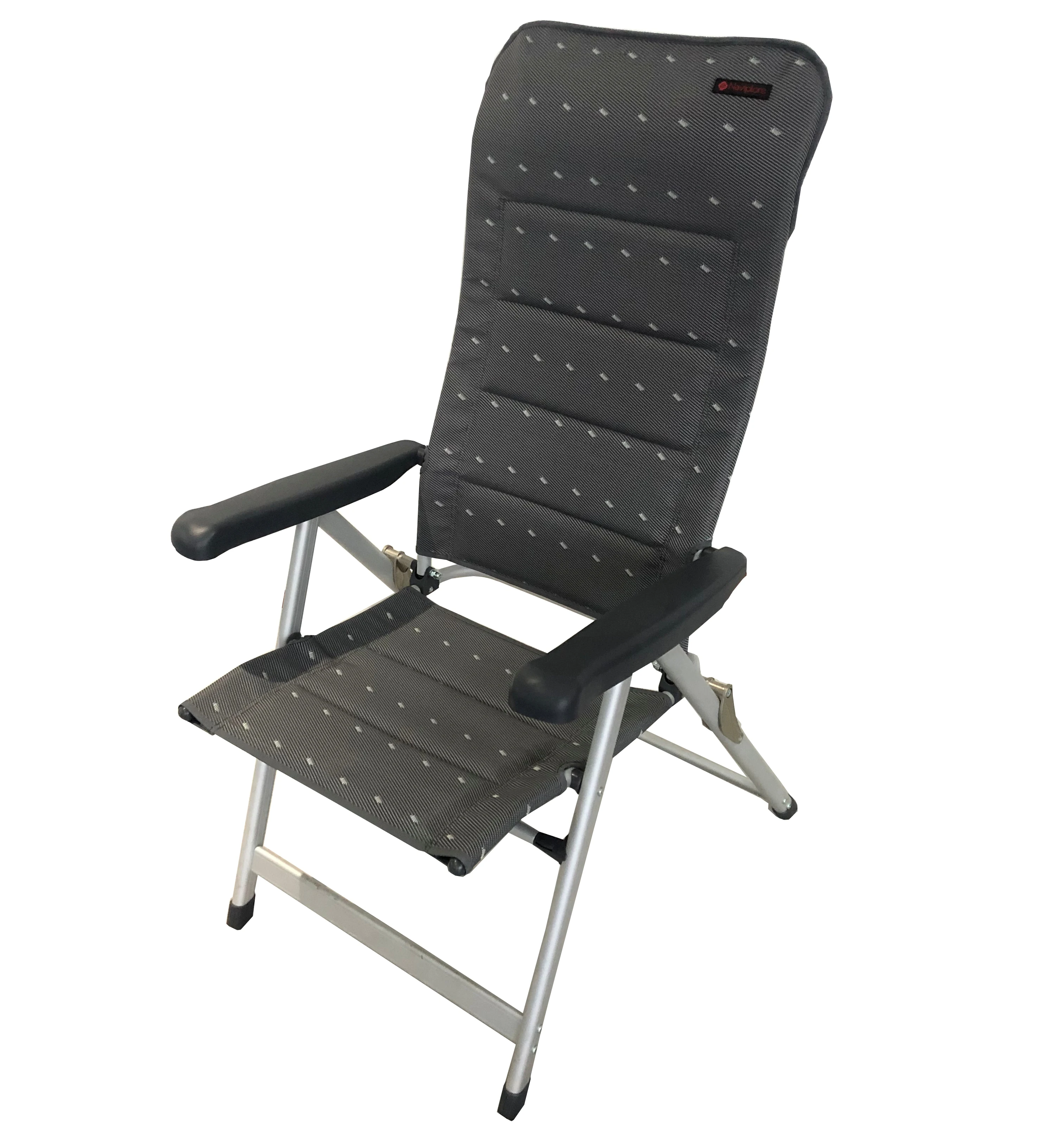 aluminum light weight dura-mesh 2x1 caravan base camp outdoor recliner dinning chair with adjustable armrest