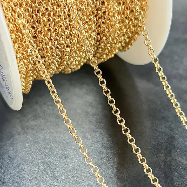 High Quality Wholesale 14K Gold Filled Roller Chains for DIY Necklace Bracelet Jewelry Making