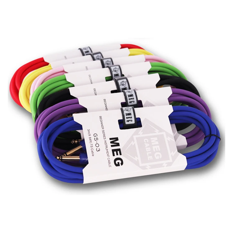 6M 20FT Low Noise 3m Plug 1/4 to 1/4 OFC  Mono Jack Colorful Instrument Cable Guitar Cables Guitar Wire Audio Cable