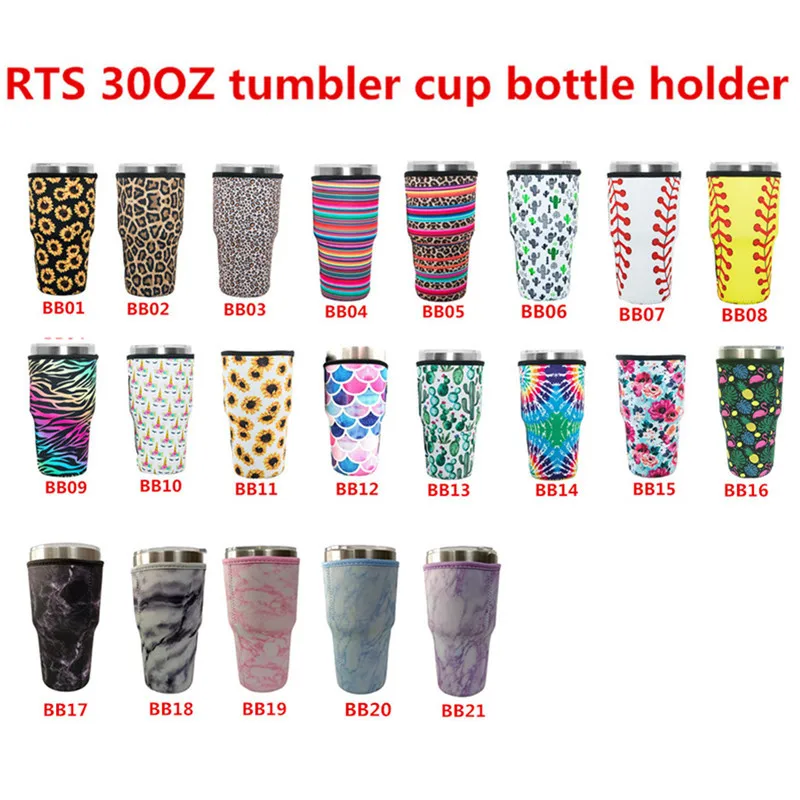 Sunflower Cactus Leopard Print Water Bottle Covers Pouch Neoprene Cup Cover for 30oz Tumbler
