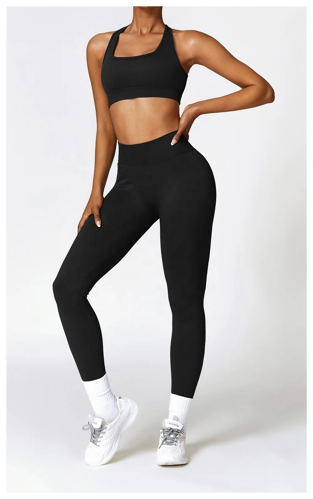 Women Comfort Fitness Hollow Hot Sexy Yoga Halter Pad  High Impact Sports Bra & Workout Stretch Running Legging Yoga Gym Set