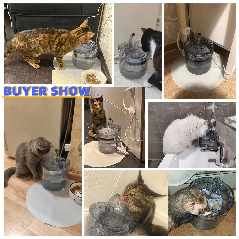 2L Automatic Pet Water Dispenser Drinking Fountain Quiet Pump Cat Water Fountain for Cats Indoor with Replacement Filters